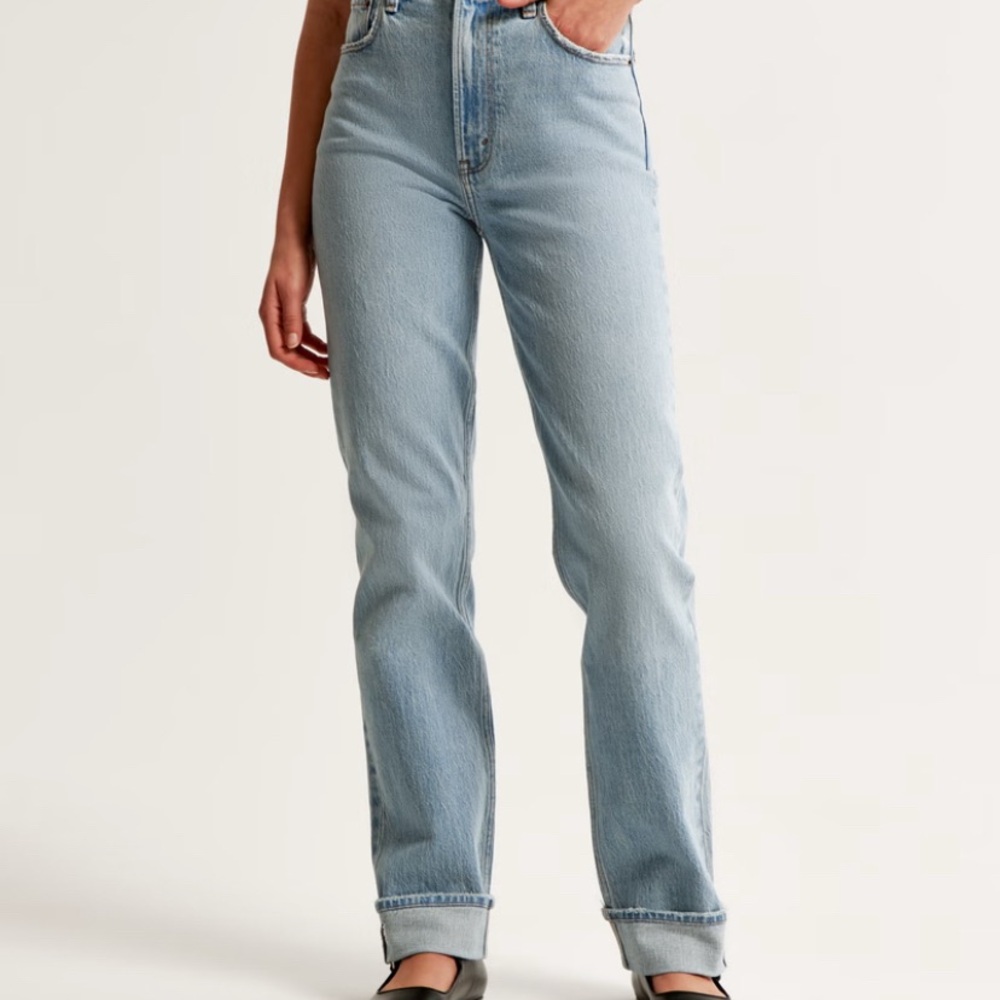 ABERCROMBIE & FITCH 90s super high-rise straight jeans. Size: 27 LONG - Picture 2 of 14